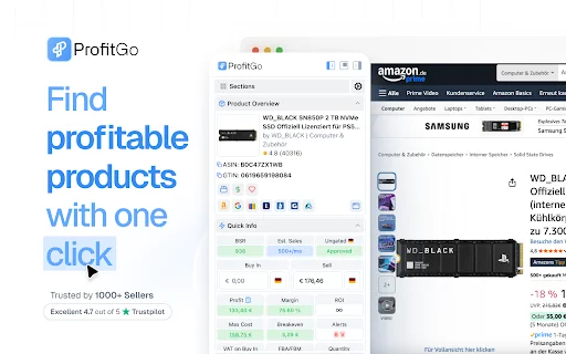 ProfitGo: Extensão Essencial para Vendas Amazon e Online Arbitrage - Screenshot 1