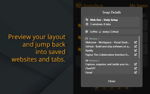 SnapzBack: Organize suas Janelas e Abas no Chrome – Download Grátis - Screenshot 4