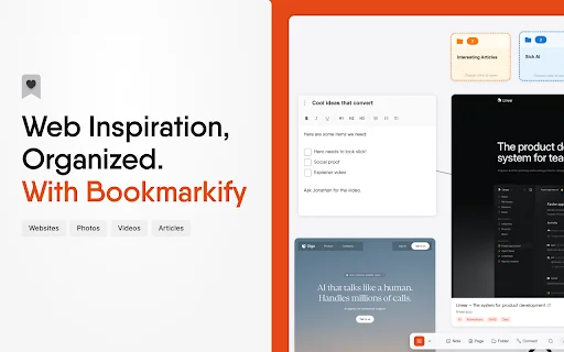 Bookmarkify: Gerenciador de Favoritos Visual para Designers - Screenshot 1