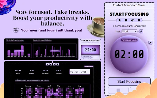 Purrfect Pomodoro Timer: Aumente sua Produtividade e Foco - Screenshot 2