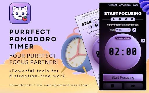 Purrfect Pomodoro Timer: Aumente sua Produtividade e Foco - Screenshot 1